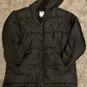 Old navy black puffer jacket with hood